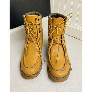 VTG 1980's Eddie Bauer K6 Mock Toe Boots Mens Sz 9.5 Grain Leather Tan Lace Up